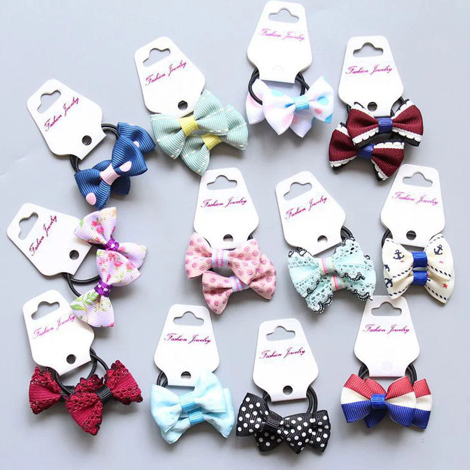 

Hair Bow Elastic Ties 1.2 Inch Mini Bow Ponytail Holders Hair Holder Elastics Hairbands HT014