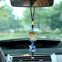 Автомобильные аксессуары, кулон, авто орнамент, Стайлинг автомобиля, украшение интерьера, благословленные символизирующие спокойствие, зеркало, винный стеклянный кулон, подвесной