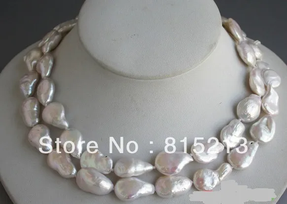 

ddh00337 2row 18" 17mm white coin Freshwater cultured pearl necklace