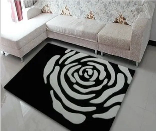Black and white rose 160x230cm acrylic yarn rugs and carpetsrose gold