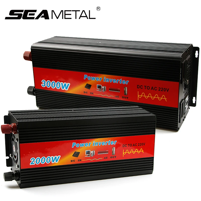 

Pure Sine Wave Car Inverter 3000W 2000W Power DC 12V To AC 220V USB Charger Power Supply Auto Converter LED Display For Home Car