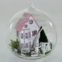 Стекло мяч кукольный домик G012 DIY рила замок ручная работа из дерева в сборе Miniatura мебель светодиодный свет детская игра-головоломка кукла