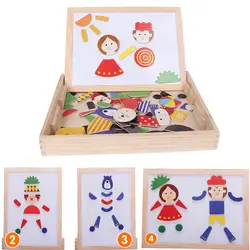 Многофункциональный Рисование доска магнитная пазл альбом деревянные развивающие Игрушки для маленьких мальчиков и девочек детская A1