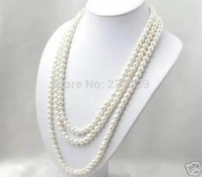 

HOT## Wholesale price > ^^^SUPER LONG 120 INCH 7-8MM WHITE AKOYA CULTURED PEARL NECKLACE
