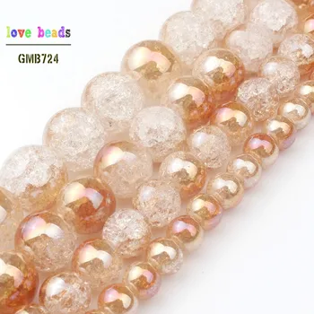 

Wholesale One Side Plated Champaign Gold Orange White Snow Cracked Crystal for Jewelry Making DIY Bracelet Necklace 6-12mm