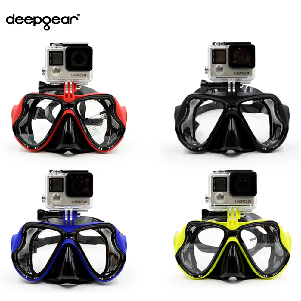 Deepgear профессиональная маска для подводного плавания для Gopro экшн-камера топ Маска Для Взрослых Черная Силиконовая маска для близорукости маска для дайвинга для близоруких