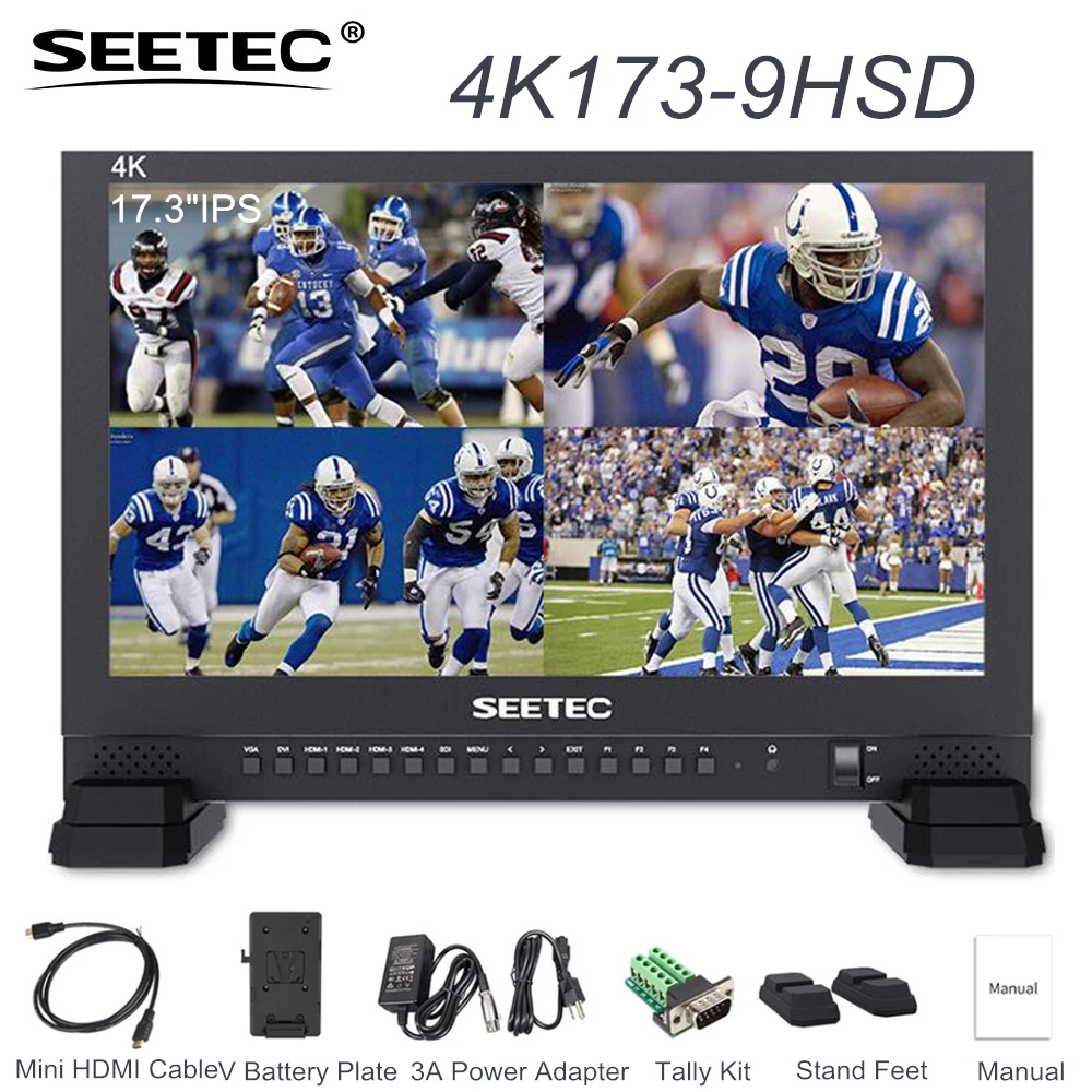 

SEETEC 4K173-9HSD 17.3"IPS 3G-SDI 4K Broadcast Monitor UHD 3840x2160 Video LCD Monitor with 4x4K HDMI Quad Split Display