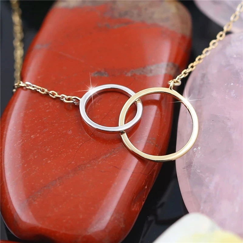 Simple Fashion Minimalism  Plated 925 Sterling Silver Double Necklace For Women (6)