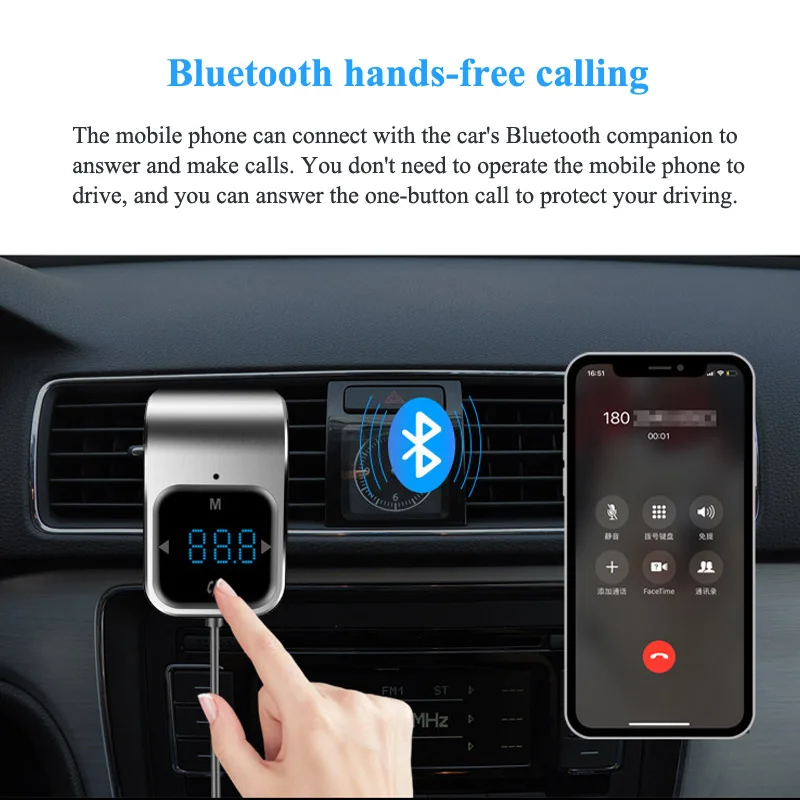 Автомобильный комплект jajabor с Bluetooth громкой связью, беспроводной Bluetooth fm-передатчик, двойная поддержка USB, TF карта, большой ЖК-дисплей