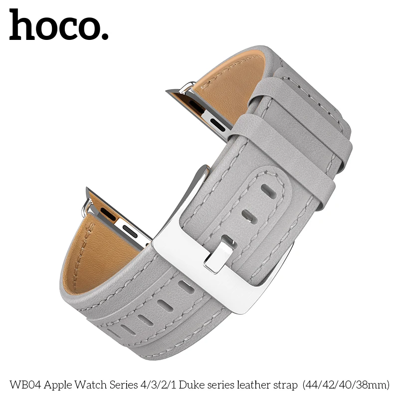 HOCO сменный ремешок из натуральной кожи для Apple Watch Series 4 Series 3 2 1 совместим с Apple Watch Band 44 мм - Цвет ремешка: Серый