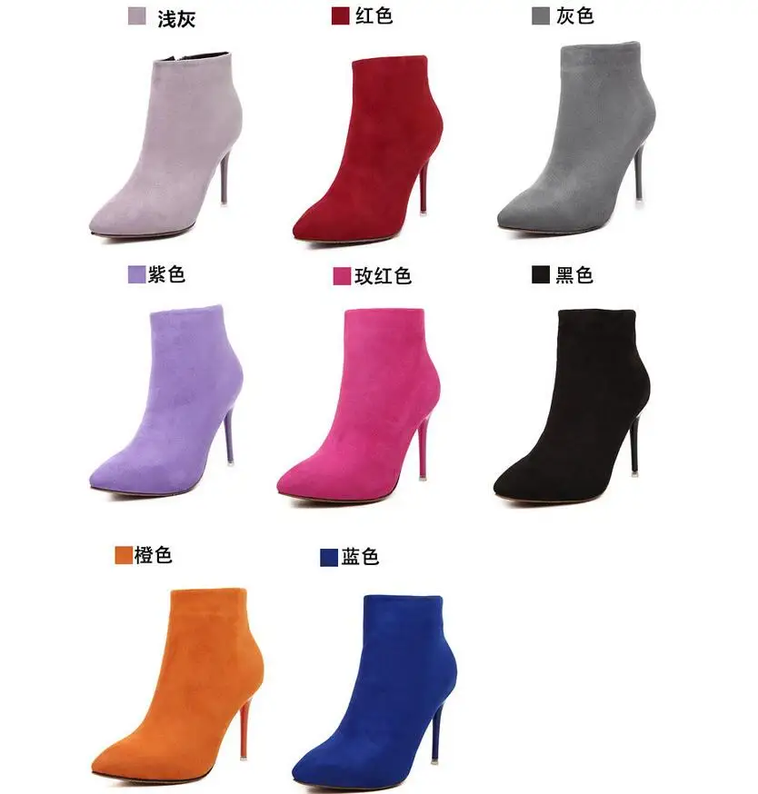 

2016 Autumn New Women Fashion Boots Side Zipper High-heeled Boots Stiletto Ankle Boots Free Shipping