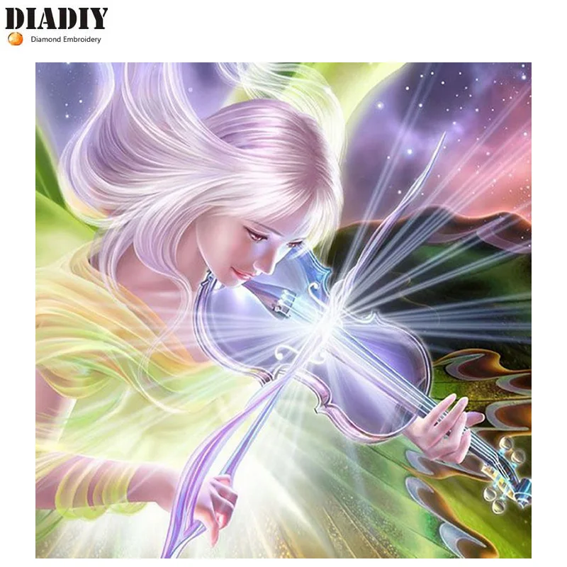 DIADIY 5D DIY Diamond Painting&quotFairy is pulling the violin&quotDiamond Embroidery Cross Stitch Rhinestone Mosaic Painting Home Decor | Дом и