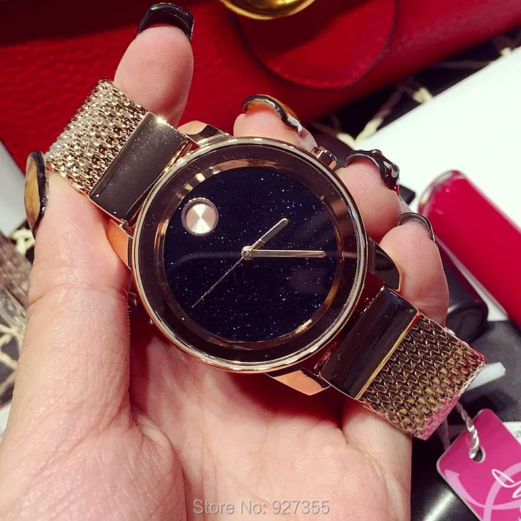 Top Quality Luxury lady Crystal Watch Women Gold Dress Watch Fashion Gift Rhinestone Watches Female black 1