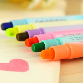 

6Pcs Watercolor Gel Pen Cute Highlighter Solid Accent Ink Maker Smooth Writing
