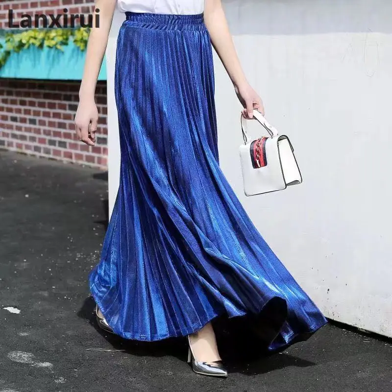 

Autumn Winter New Style Pu Accordion Pleated Skirt High Waist Leather Skirt 5 -Colors Available Fast Shipping 2018
