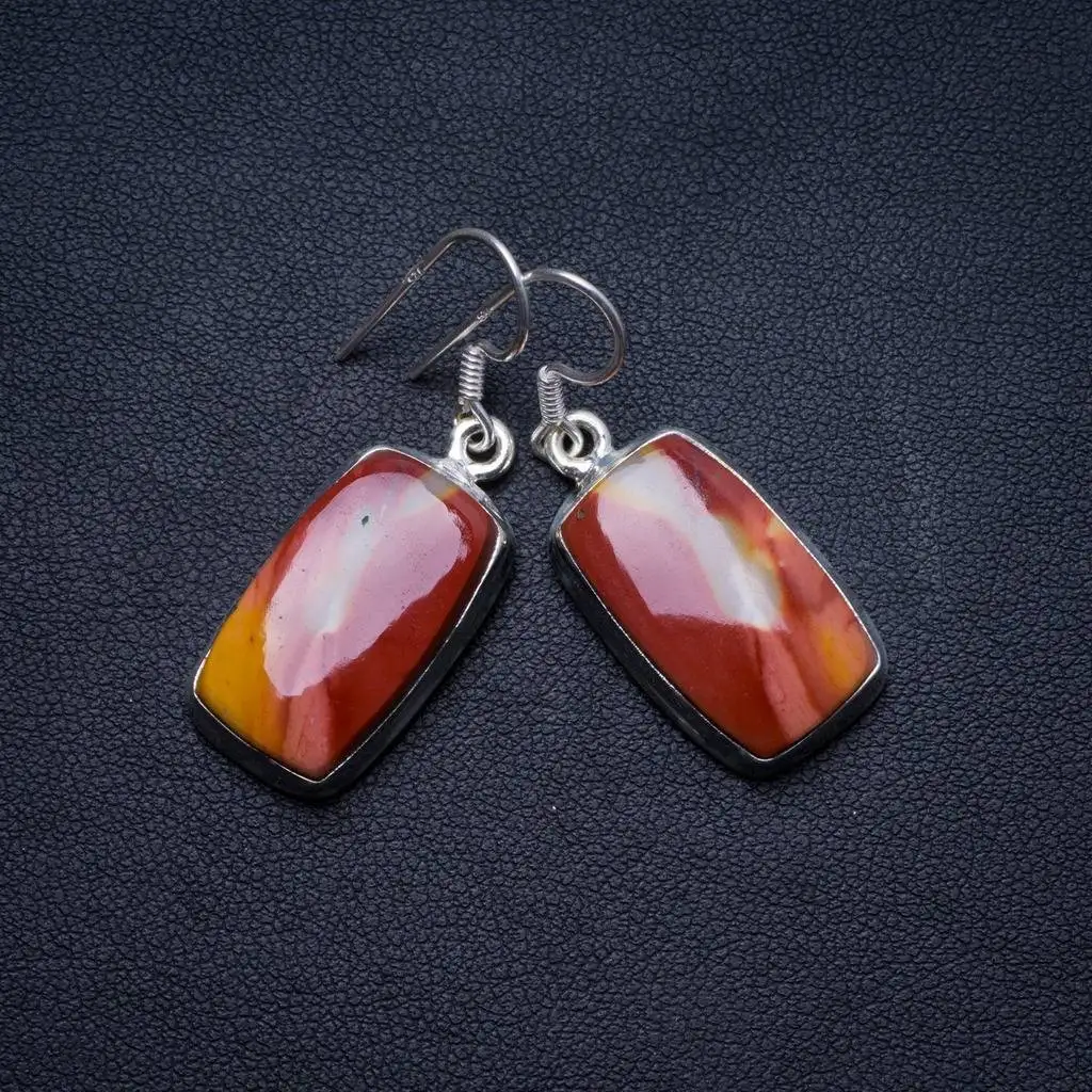 

Natural Royal Imperial Jasper Handmade Unique 925 Sterling Silver Earrings 1.5" X3816
