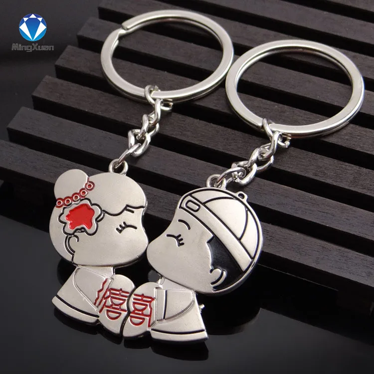 MINGXUAN 1 пара брелок для девочек/мальчиков кольцо для ключей с серебряным покрытием для влюбленных брелок с цепочкой "Love" Сувениры подарок ко Дню Святого Валентина 9 видов стилей