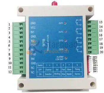 

4-channel industrial wireless I/O remote control RF module input and relay output 1W 3KM GFSK Modulation frequency hopping