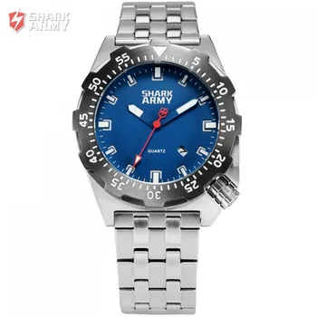 

Shark Army Top Brand Man Watch Luminous 10ATM Water Resistant Blue Surfing Military Full Steel Quartz Sport Wristwatches /SAW188