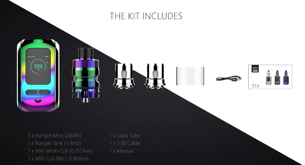 Original Kanger Ranger Kit 200W RANGER Box MOD Vape with 3.8ml RANGER TANK Kangertech E Cigarette Vaporizer Kangertech Kit 01 (5)