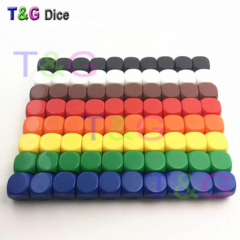 

T&G 10dices/set high quality 16mm d6 blank dice smooth surfaces for custom printing or engraving logo Multi color Blank dice