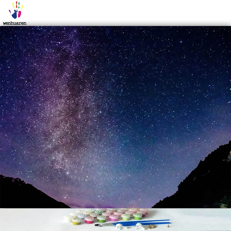 DIY картинки для раскраски по номерам с цветами I love the stars картина рисования в рамке