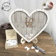 Kształt serca ślub gości scrapbooking rustykalne słodkie serce skrzynka na listy ślub skrzynka na listy 3D księga gości drewniane pudełko tanie i dobre opinie 
