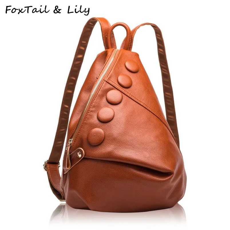 FoxTail & Lily Luxury Brand Real Genuine Leather Backpack Women Fashionable School Bags for Teenage Girls Double Shoulder Bags FoxTail & Lily Luxury Brand Real Genuine Leather Backpack Women Fashionable School Bags for Teenage Girls Double Shoulder Bags
