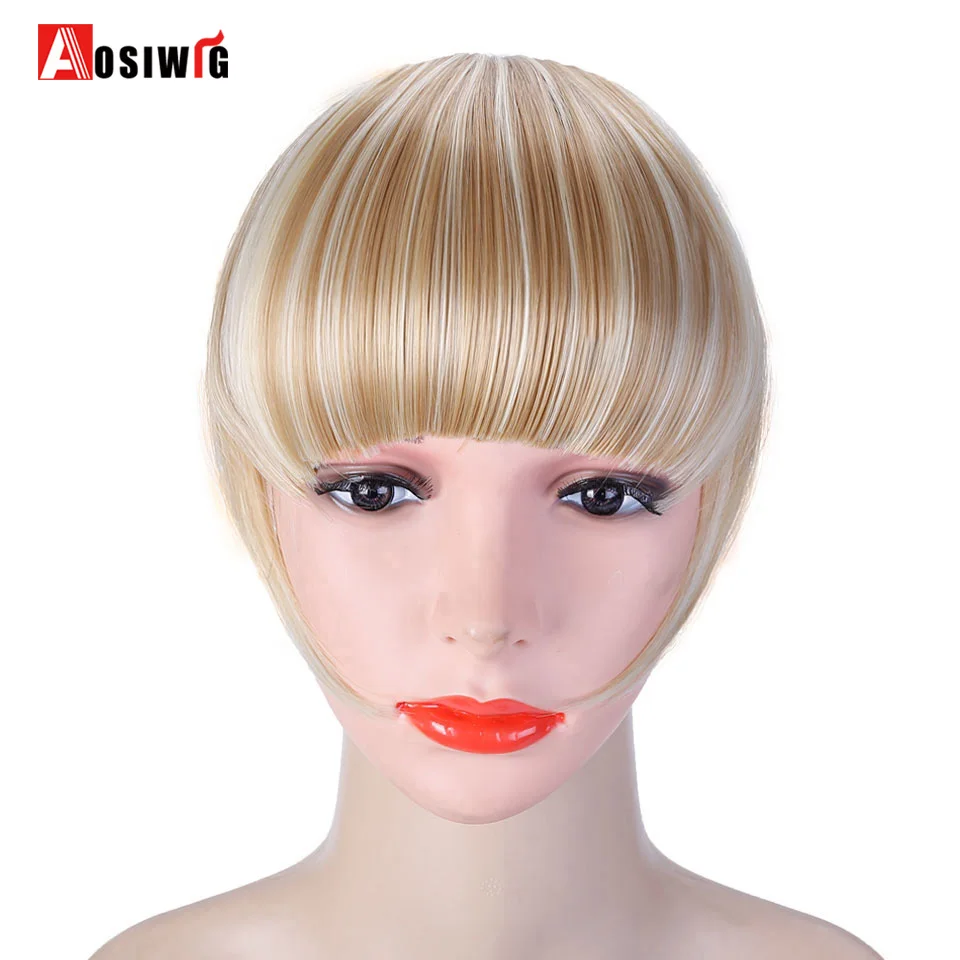 AOSI WIG Clip-In Bang Extension Blonde Hairpiece Bangs fringe Clip in Hair Extensions One Piece Straight Hairpiece Accessories