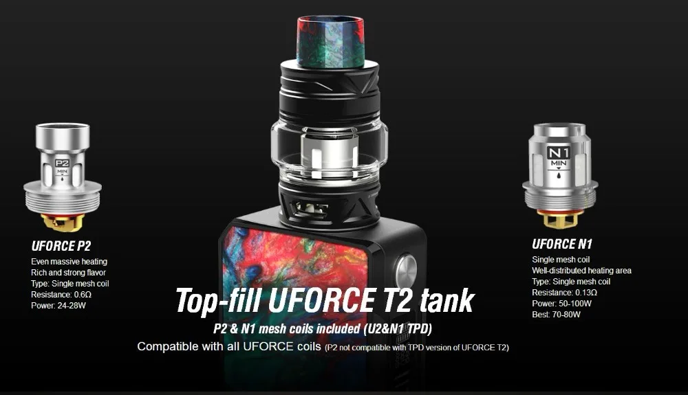 electronic cigarette Voopoo Drag Mini 117W TC Kit 4400mAh Built-in Battery With Uforce T2 SubOhm Tank U2/U3 Vape Vaporizer Kit