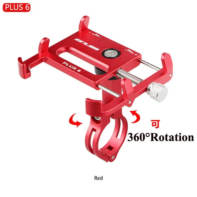 Крепление для мотоцикла, велосипеда, телефона, алюминиевый держатель для велосипеда, держатель для телефона, регулируемый руль, держатель для сотового телефона, gps Аксессуары для велосипеда - Цвет: PLUS 6-Red