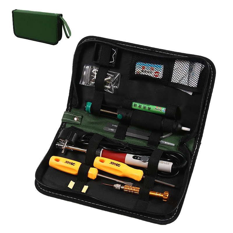 EU Plug Soldering iron 220V 70W Adjustable Temperature Electric Soldering Iron Kit+5pcs Tips Welding Repair knife Hobby Tweezers1