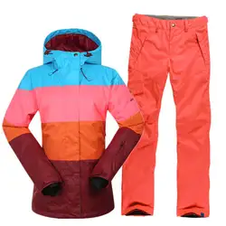 Новый костюм Gsou Snow/лыжи Женский Костюм Уличная теплая легкая водонепроницаемая дышащая износостойкая лыжная куртка + лыжные штаны размер