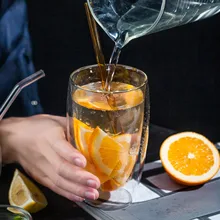 Термостойкая двухслойная прозрачная стеклянная чашка Толстая кофейная кружка для сока молока вина чашки высокого качества боросиликатные стаканы