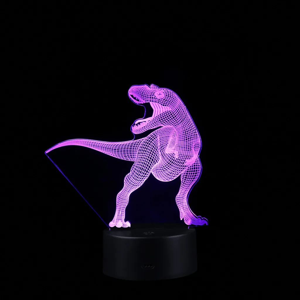 Светодиодный светильник в виде динозавра для детской спальни, 3D лампа с подсветкой, оптический настольный ночник, светильник с 7 сменными цветами, креативный прикроватный светильник s