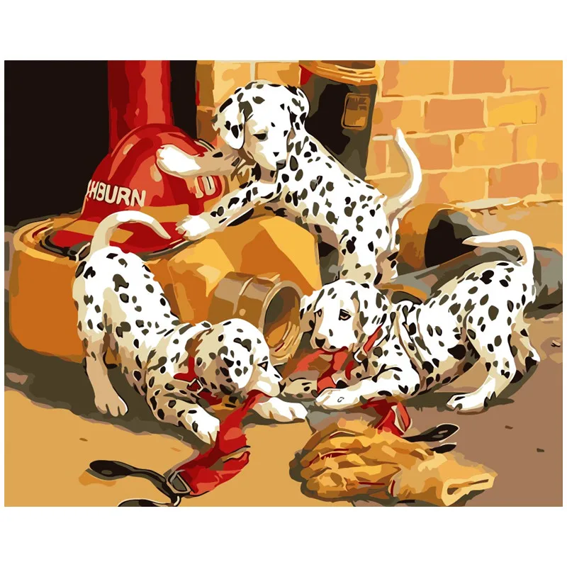 

Black dog lovely cute Dalmatians DIY Painting By Numbers Modern kits Wall Art Acrylic Picture Hand painted Gift room decoration