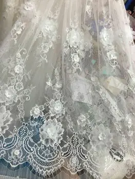 

Latest fashion 3D lace fabric for wedding dress,bridal veil lace trim, 3D flower soft frence lace