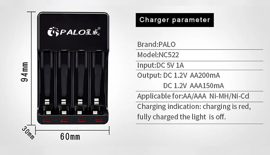 PALO 4 слота USB умная аккумуляторная батарея зарядное устройство для 1,2 в Ni-MH Ni-Cd AA AAA перезаряжаемые батареи