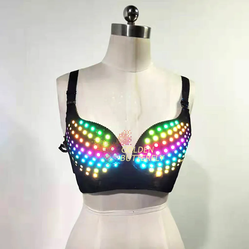 

2019LED light-emitting bra full-color discolored bikini mobile phone Bluetooth APP control light-emitting discolored bra Sexy
