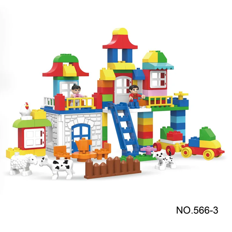 

106pcs Big Building Block Girl Castle Zoo Animal Model Diy Eudcational Brick Set Kids Toys Compatible With Legoing Duplo Gift