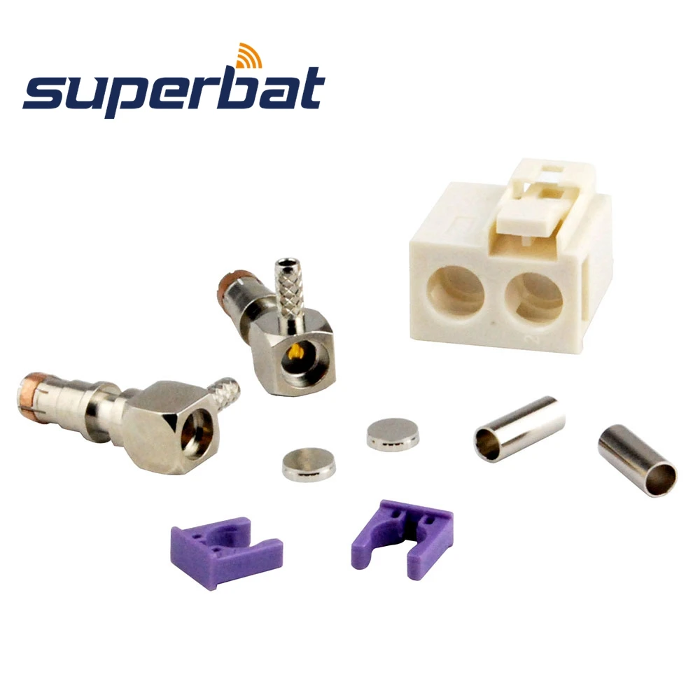 Superbat Fakra Double Code B Female Right Angle Crimp RF Coaxial Connector for Cable RG316 RG174 LMR100 for Radio with Phantom