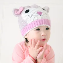 Зимняя шапка с вышивкой и милым рисунком для маленьких девочек, вязаная шапка для новорожденных девочек, теплая зимняя шапка с подкладкой для маленьких девочек, шапочки для детей возрастом от 3 до 24 месяцев