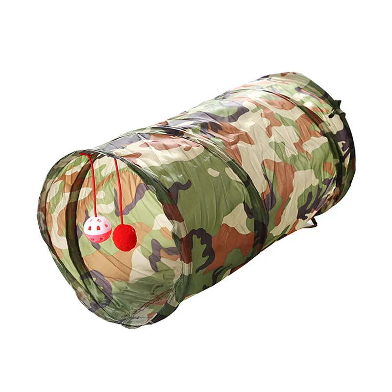 

Army green Funny Pet Cat Tunnel 2 Holes Play Tubes Balls Collapsible Crinkle Kitten Toys Puppy Rabbit Play Dog Tunnel Tubes