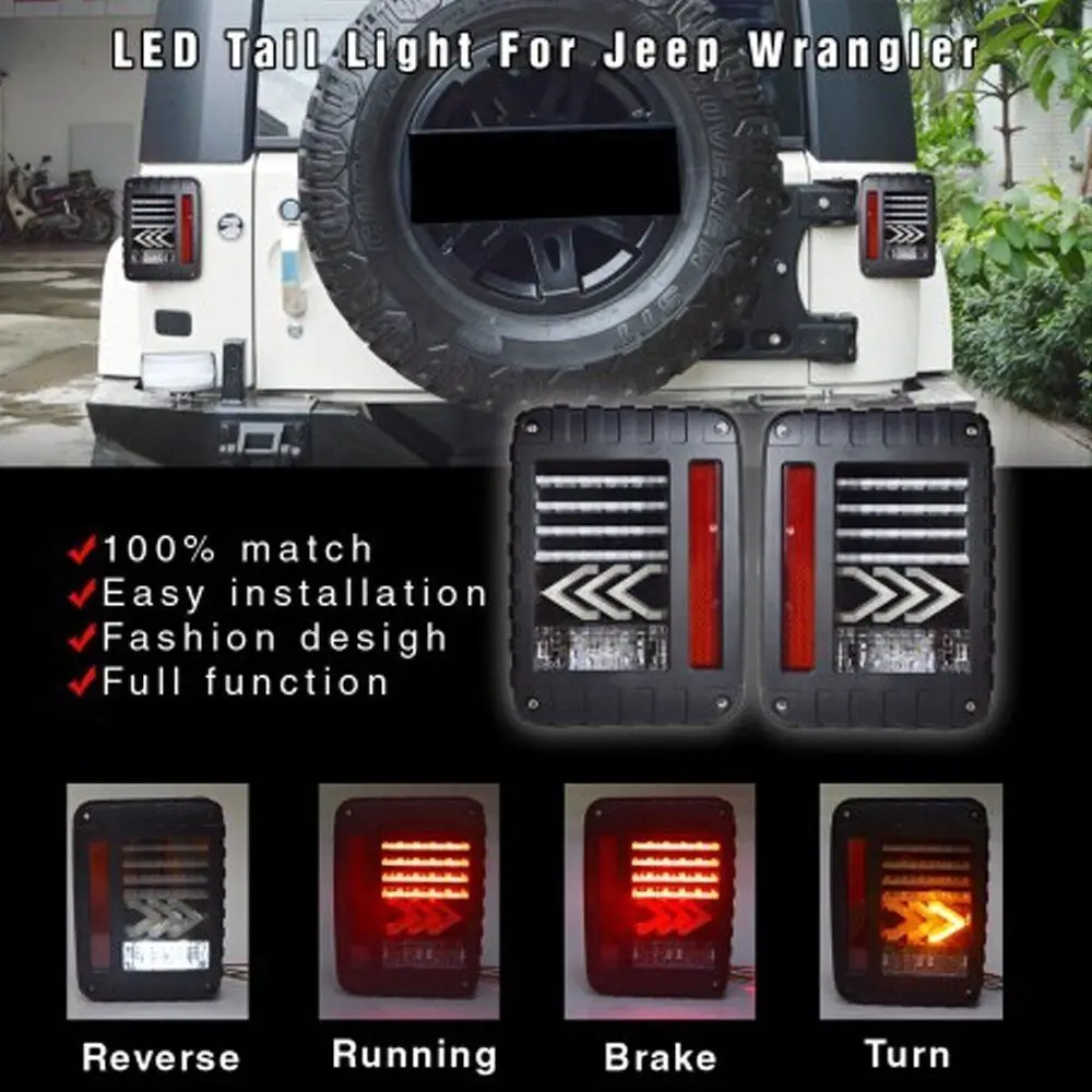

Wrangler Rear LED Lights, Wrangler LED Tail Lights, Brake Light LED, LED Reverse Lights For Jeep JK JKU 07 - 16