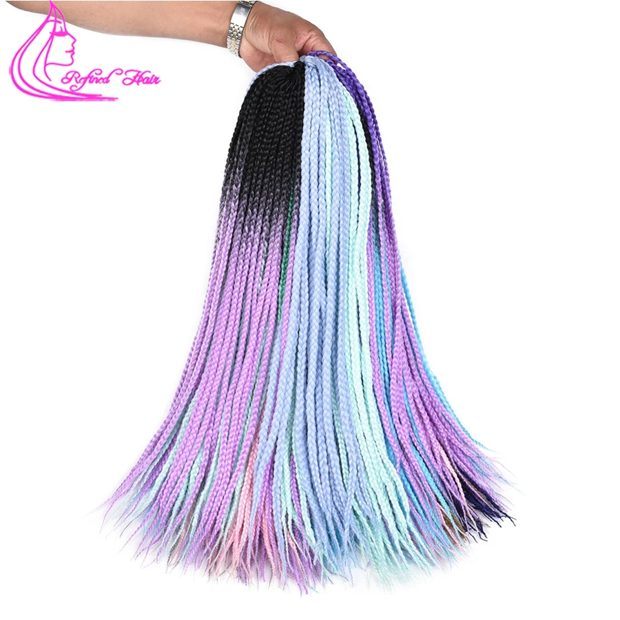 Рафинированные волосы 24 дюймов коробка косички Омбре цветной синтетический парик для африканской оплетки 22 корни 3 S богемский цвет красочные плетение волос оптом