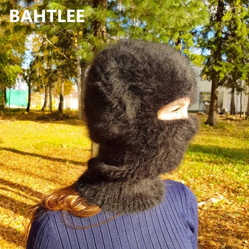 Зимняя Лыжная маска BAHTLEE Балаклава Ангорский кролик вязаная шапка шарф шейный