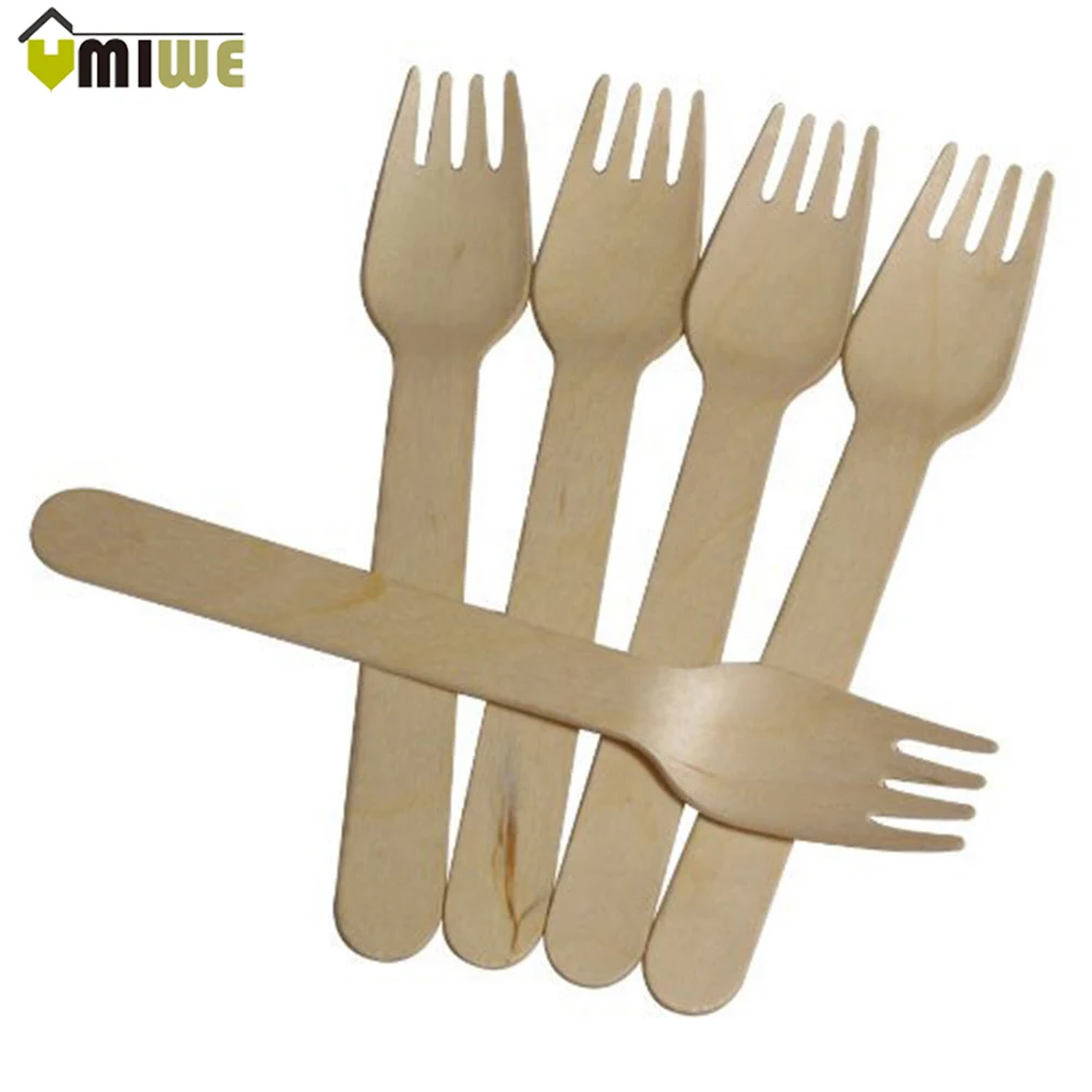50pcs/ lot 165mm compostable spoons cutlery Wooden Cutlery Set Picnic