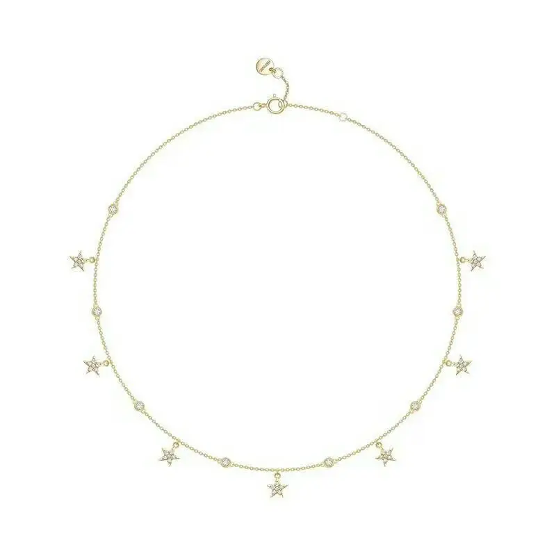 

MeiBaPJ Fashion Glittering Stars Necklace for Women S925 Sterling Silver Trendy Fine Party Jewelry