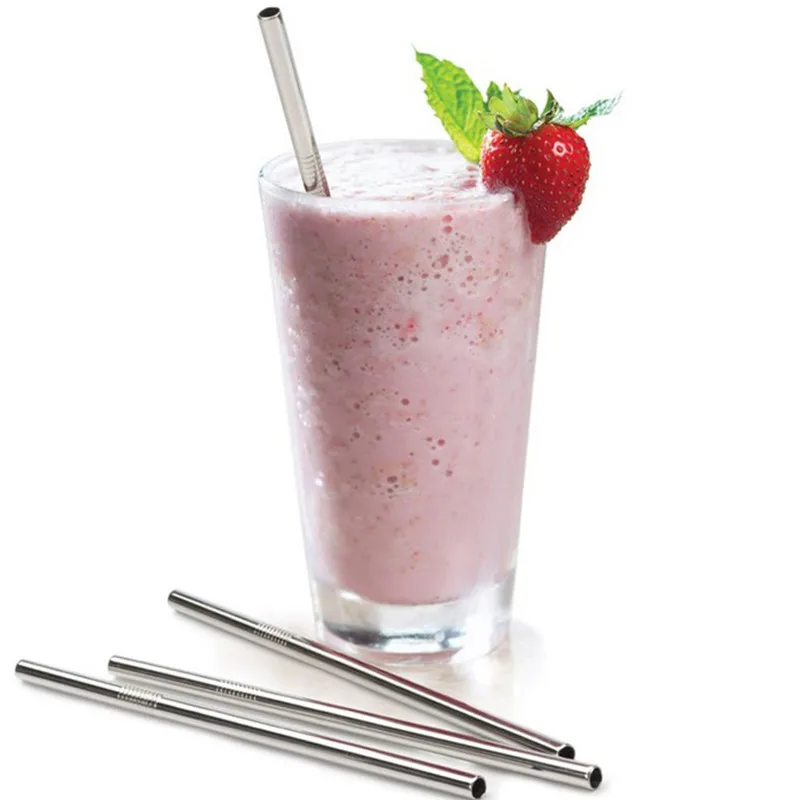 4Straight Straws+1Bush Straight Twist Stainless Steel Reusable Drinking Straws with Cleaning Brush Set