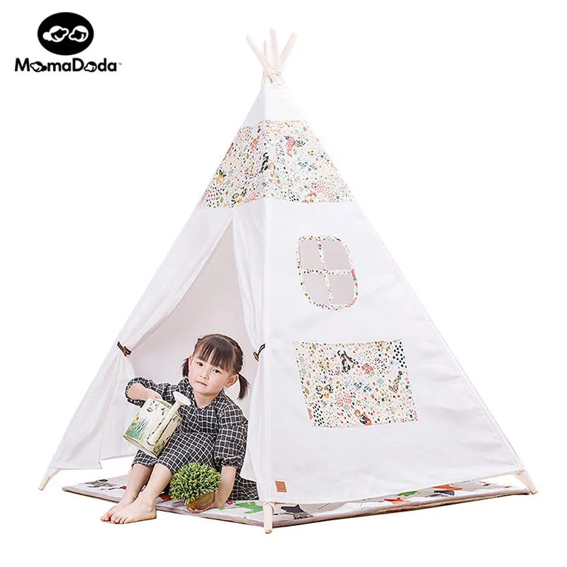

children solid indian toy teepee indoor canvas play tent portable playhouse kids for outdoor playpens tente infant game room
